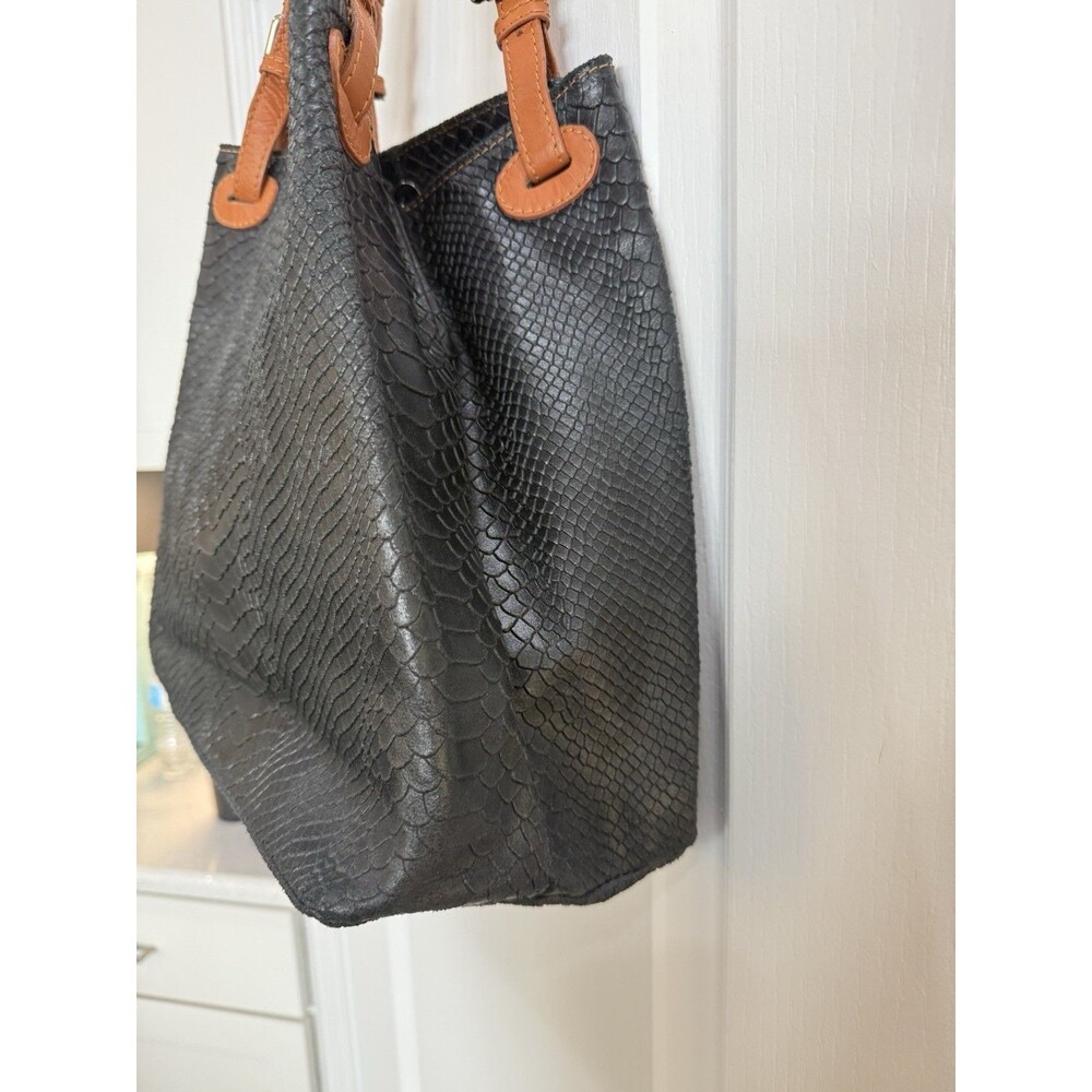 Borse In Pelle Handbag Genuine Leather Hobo Shoulder Purse Python Embossed - Picture 4 of 12